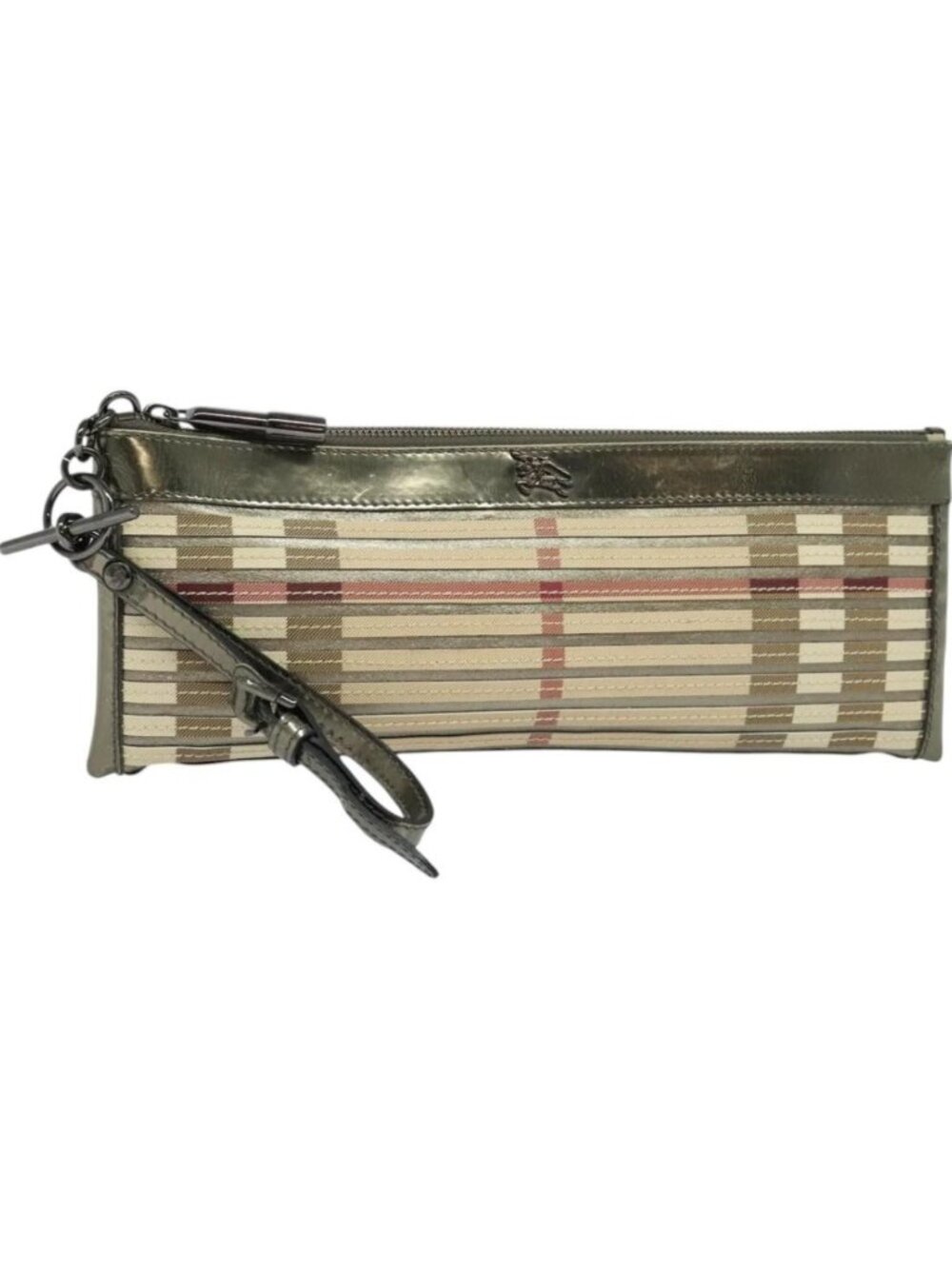 BURBERRY Nova Check Clutch Bag PVC Beige Gold